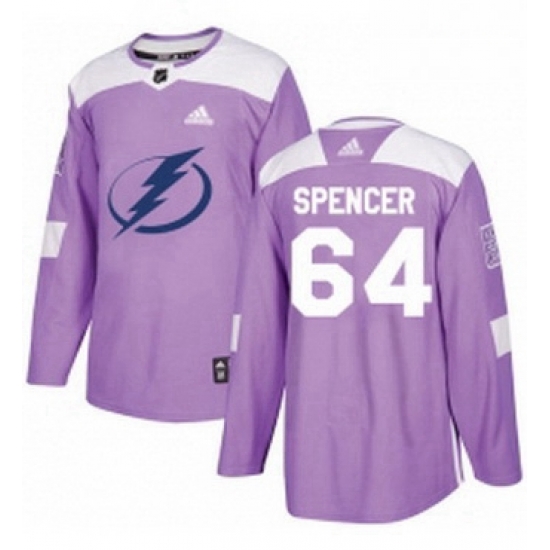 Mens Adidas Tampa Bay Lightning 64 Matthew Spencer Authentic Purple Fights Cancer Practice NHL Jersey Mens Adidas Tampa Bay Lightning 64 Matthew Spencer Authentic Purple Fights Cancer Practice NHL Jersey