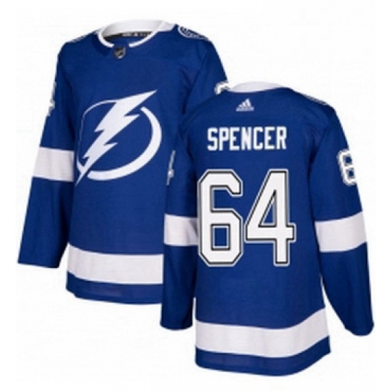 Mens Adidas Tampa Bay Lightning 64 Matthew Spencer Authentic Royal Blue Home NHL Jersey Mens Adidas Tampa Bay Lightning 64 Matthew Spencer Authentic Royal Blue Home NHL Jersey