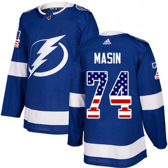 Mens Adidas Tampa Bay Lightning 74 Dominik Masin Authentic Blue USA Flag Fashion NHL Jersey Mens Adidas Tampa Bay Lightning 74 Dominik Masin Authentic Blue USA Flag Fashion NHL Jersey