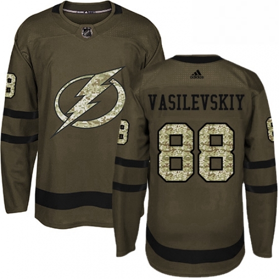 Mens Adidas Tampa Bay Lightning 88 Andrei Vasilevskiy Authentic Green Salute to Service NHL Jersey Mens Adidas Tampa Bay Lightning 88 Andrei Vasilevskiy Authentic Green Salute to Service NHL Jersey