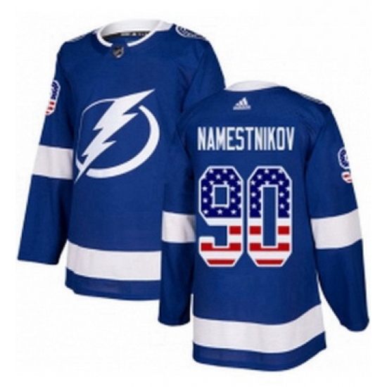 Mens Adidas Tampa Bay Lightning 90 Vladislav Namestnikov Authentic Blue USA Flag Fashion NHL Jersey Mens Adidas Tampa Bay Lightning 90 Vladislav Namestnikov Authentic Blue USA Flag Fashion NHL Jersey