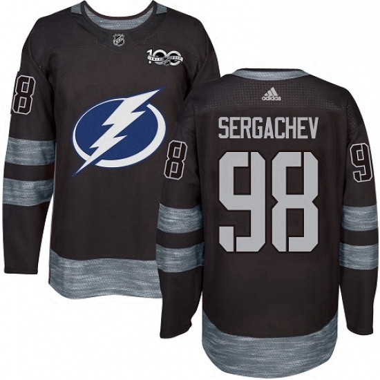 Mens Adidas Tampa Bay Lightning 98 Mikhail Sergachev Authentic Black 1917 2017 100th Anniversary NHL Jersey Mens Adidas Tampa Bay Lightning 98 Mikhail Sergachev Authentic Black 1917 2017 100th Anniversary NHL Jersey