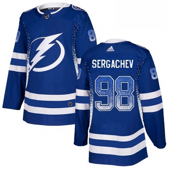 Mens Adidas Tampa Bay Lightning 98 Mikhail Sergachev Authentic Blue Drift Fashion NHL Jersey Mens Adidas Tampa Bay Lightning 98 Mikhail Sergachev Authentic Blue Drift Fashion NHL Jersey