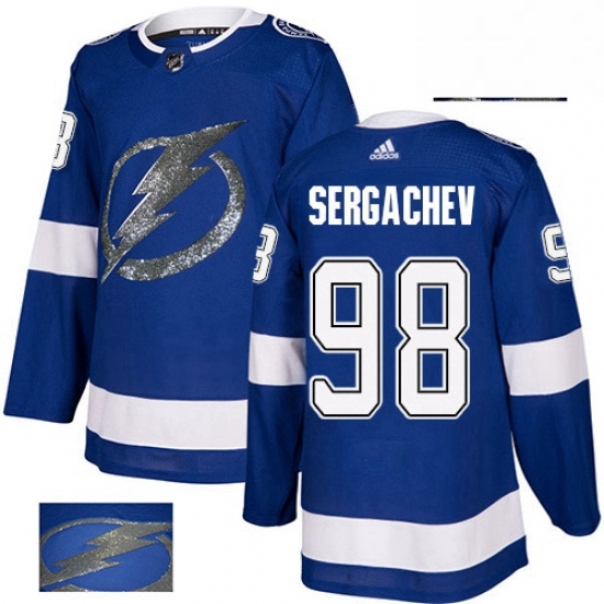 Mens Adidas Tampa Bay Lightning 98 Mikhail Sergachev Authentic Royal Blue Fashion Gold NHL Jersey Mens Adidas Tampa Bay Lightning 98 Mikhail Sergachev Authentic Royal Blue Fashion Gold NHL Jersey