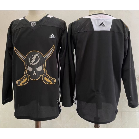 Men's Tampa Bay Lightning Blank Black Pirate Themed Warmup Authentic Jersey Men's Tampa Bay Lightning Blank Black Pirate Themed Warmup Authentic Jersey