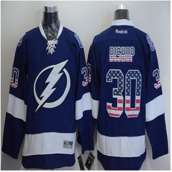 Tampa Bay Lightning #30 Ben Bishop Blue USA Flag Fashion Stitched NHL Jersey Tampa Bay Lightning #30 Ben Bishop Blue USA Flag Fashion Stitched NHL Jersey
