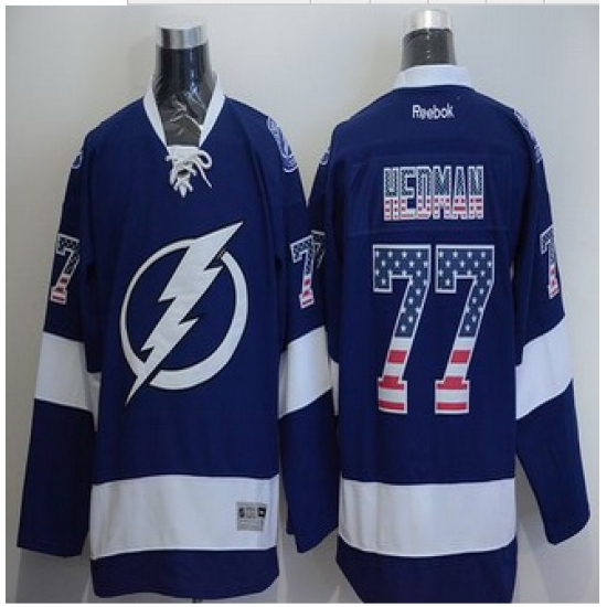 Tampa Bay Lightning #77 Victor Hedman Blue USA Flag Fashion Stitched NHL Jersey Tampa Bay Lightning #77 Victor Hedman Blue USA Flag Fashion Stitched NHL Jersey