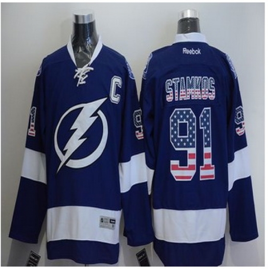 Tampa Bay Lightning #91 Steven Stamkos Blue USA Flag Fashion Stitched NHL Jersey Tampa Bay Lightning #91 Steven Stamkos Blue USA Flag Fashion Stitched NHL Jersey