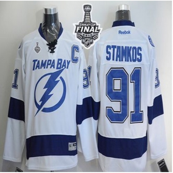 Tampa Bay Lightning #91 Steven Stamkos White New Road 2015 Stanley Cup Stitched NHL Jersey Tampa Bay Lightning #91 Steven Stamkos White New Road 2015 Stanley Cup Stitched NHL Jersey