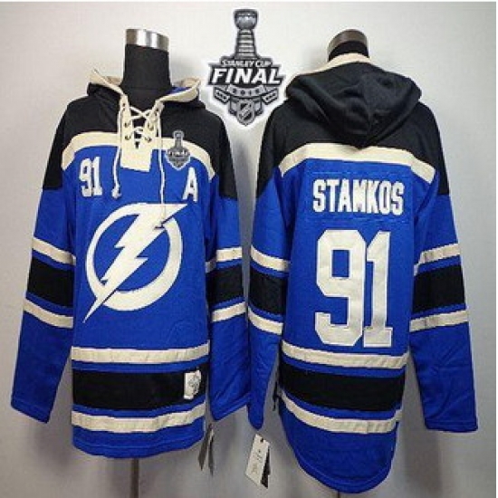 Tampa Bay Lightning #91 Steven Stamkos Royal Blue Sawyer Hooded Sweatshirt 2015 Stanley Cup Stitched Youth NHL Jersey Tampa Bay Lightning #91 Steven Stamkos Royal Blue Sawyer Hooded Sweatshirt 2015 Stanley Cup Stitched Youth NHL Jersey