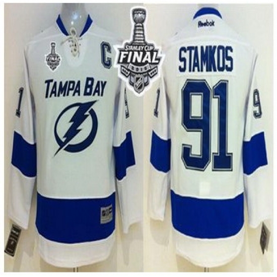 Tampa Bay Lightning #91 Steven Stamkos White 2015 Stanley Cup Stitched Youth NHL Jersey Tampa Bay Lightning #91 Steven Stamkos White 2015 Stanley Cup Stitched Youth NHL Jersey