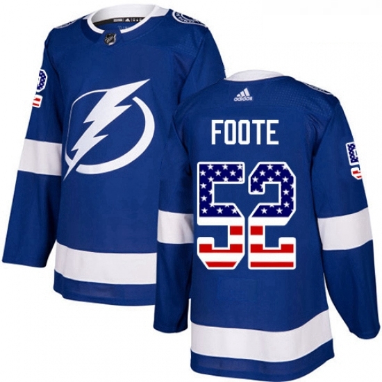 Youth Adidas Tampa Bay Lightning 52 Callan Foote Authentic Blue USA Flag Fashion NHL Jersey Youth Adidas Tampa Bay Lightning 52 Callan Foote Authentic Blue USA Flag Fashion NHL Jersey