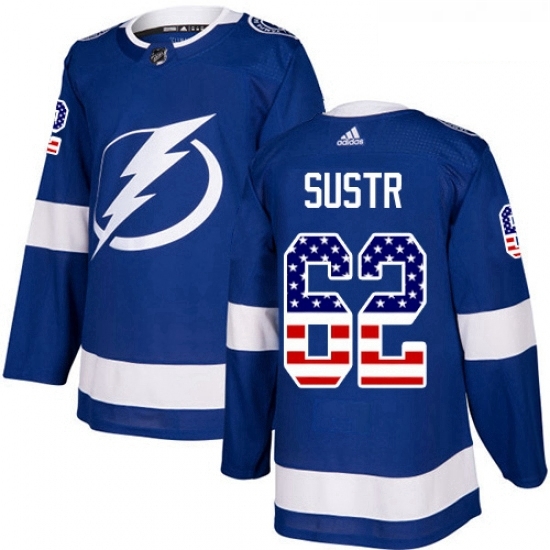 Youth Adidas Tampa Bay Lightning 62 Andrej Sustr Authentic Blue USA Flag Fashion NHL Jersey Youth Adidas Tampa Bay Lightning 62 Andrej Sustr Authentic Blue USA Flag Fashion NHL Jersey