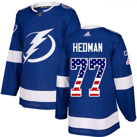 Youth Adidas Tampa Bay Lightning 77 Victor Hedman Authentic Blue USA Flag Fashion NHL Jersey Youth Adidas Tampa Bay Lightning 77 Victor Hedman Authentic Blue USA Flag Fashion NHL Jersey