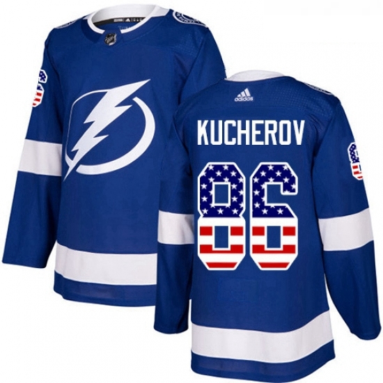 Youth Adidas Tampa Bay Lightning 86 Nikita Kucherov Authentic Blue USA Flag Fashion NHL Jersey Youth Adidas Tampa Bay Lightning 86 Nikita Kucherov Authentic Blue USA Flag Fashion NHL Jersey