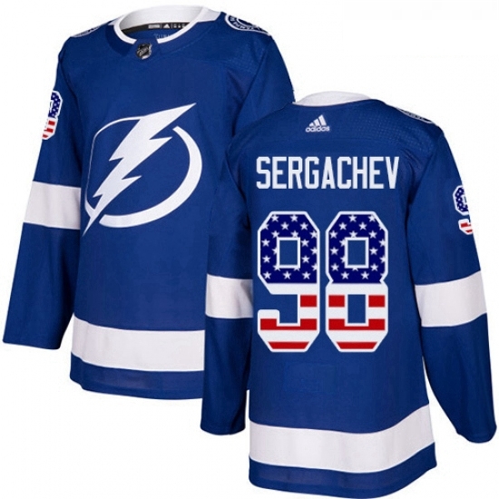 Youth Adidas Tampa Bay Lightning 98 Mikhail Sergachev Authentic Blue USA Flag Fashion NHL Jersey Youth Adidas Tampa Bay Lightning 98 Mikhail Sergachev Authentic Blue USA Flag Fashion NHL Jersey