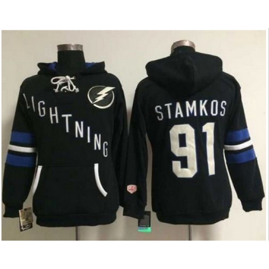 Women Tampa Bay Lightning #91 Steven Stamkos Black Old Time Heidi NHL Hoodie Women Tampa Bay Lightning #91 Steven Stamkos Black Old Time Heidi NHL Hoodie