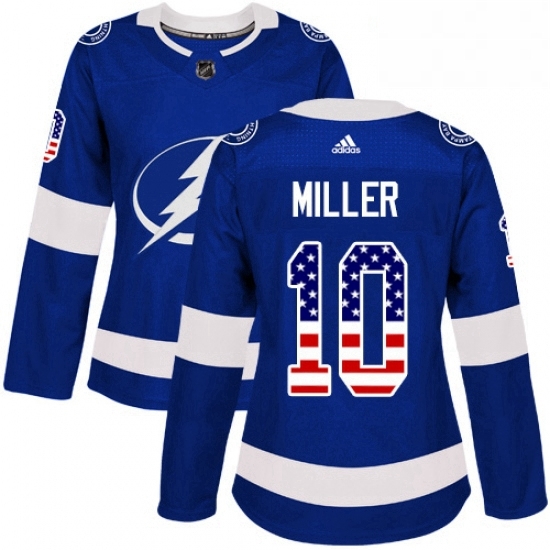 Womens Adidas Tampa Bay Lightning 10 JT Miller Authentic Blue USA Flag Fashion NHL Jerse Womens Adidas Tampa Bay Lightning 10 JT Miller Authentic Blue USA Flag Fashion NHL Jerse
