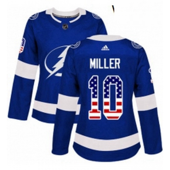 Womens Adidas Tampa Bay Lightning 10 JT Miller Authentic Blue USA Flag Fashion NHL Jersey Womens Adidas Tampa Bay Lightning 10 JT Miller Authentic Blue USA Flag Fashion NHL Jersey