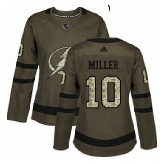 Womens Adidas Tampa Bay Lightning 10 JT Miller Authentic Green Salute to Service NHL Jersey Womens Adidas Tampa Bay Lightning 10 JT Miller Authentic Green Salute to Service NHL Jersey