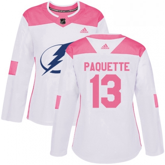 Womens Adidas Tampa Bay Lightning 13 Cedric Paquette Authentic WhitePink Fashion NHL Jersey Womens Adidas Tampa Bay Lightning 13 Cedric Paquette Authentic WhitePink Fashion NHL Jersey