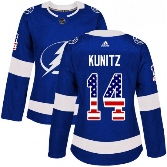 Womens Adidas Tampa Bay Lightning 14 Chris Kunitz Authentic Blue USA Flag Fashion NHL Jersey Womens Adidas Tampa Bay Lightning 14 Chris Kunitz Authentic Blue USA Flag Fashion NHL Jersey