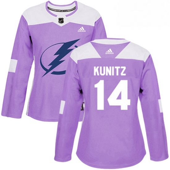 Womens Adidas Tampa Bay Lightning 14 Chris Kunitz Authentic Purple Fights Cancer Practice NHL Jersey Womens Adidas Tampa Bay Lightning 14 Chris Kunitz Authentic Purple Fights Cancer Practice NHL Jersey