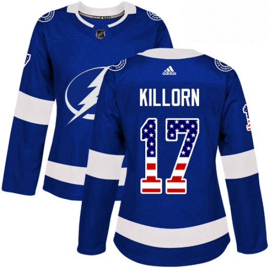 Womens Adidas Tampa Bay Lightning 17 Alex Killorn Authentic Blue USA Flag Fashion NHL Jersey Womens Adidas Tampa Bay Lightning 17 Alex Killorn Authentic Blue USA Flag Fashion NHL Jersey