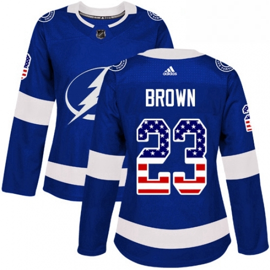 Womens Adidas Tampa Bay Lightning 23 JT Brown Authentic Blue USA Flag Fashion NHL Jersey Womens Adidas Tampa Bay Lightning 23 JT Brown Authentic Blue USA Flag Fashion NHL Jersey