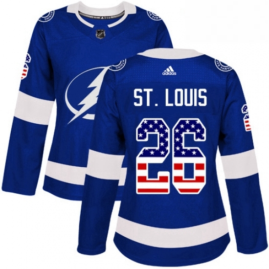 Womens Adidas Tampa Bay Lightning 26 Martin St Louis Authentic Blue USA Flag Fashion NHL Jersey Womens Adidas Tampa Bay Lightning 26 Martin St Louis Authentic Blue USA Flag Fashion NHL Jersey