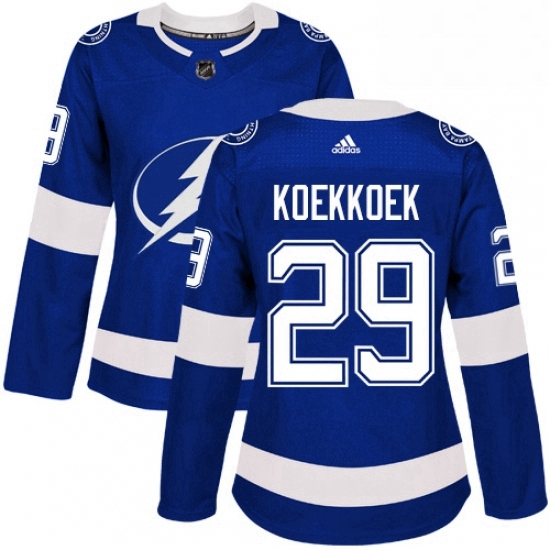 Womens Adidas Tampa Bay Lightning 29 Slater Koekkoek Authentic Royal Blue Home NHL Jersey Womens Adidas Tampa Bay Lightning 29 Slater Koekkoek Authentic Royal Blue Home NHL Jersey