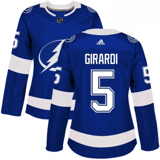 Womens Adidas Tampa Bay Lightning 5 Dan Girardi Authentic Royal Blue Home NHL Jersey 