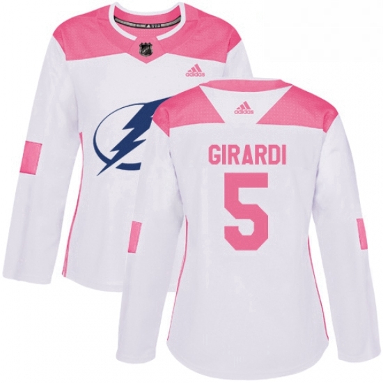 Womens Adidas Tampa Bay Lightning 5 Dan Girardi Authentic WhitePink Fashion NHL Jersey Womens Adidas Tampa Bay Lightning 5 Dan Girardi Authentic WhitePink Fashion NHL Jersey