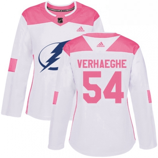 Womens Adidas Tampa Bay Lightning 54 Carter Verhaeghe Authentic WhitePink Fashion NHL Jersey Womens Adidas Tampa Bay Lightning 54 Carter Verhaeghe Authentic WhitePink Fashion NHL Jersey