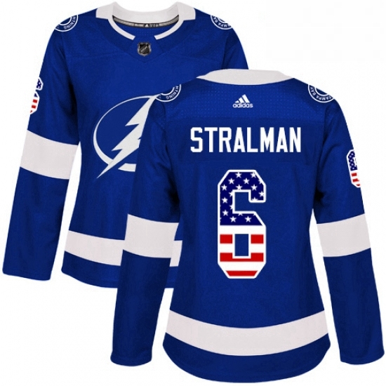 Womens Adidas Tampa Bay Lightning 6 Anton Stralman Authentic Blue USA Flag Fashion NHL Jersey Womens Adidas Tampa Bay Lightning 6 Anton Stralman Authentic Blue USA Flag Fashion NHL Jersey