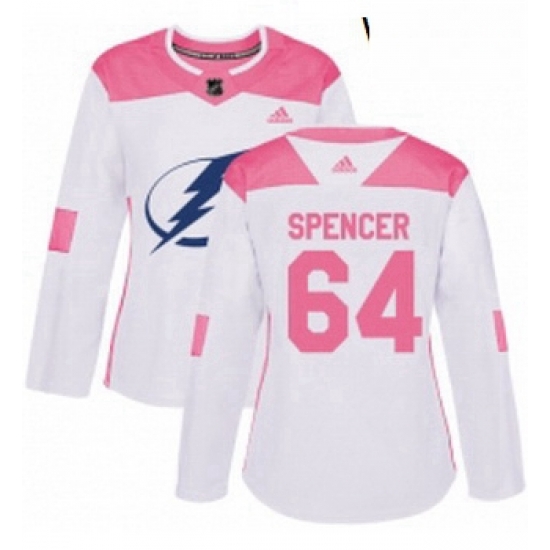 Womens Adidas Tampa Bay Lightning 64 Matthew Spencer Authentic WhitePink Fashion NHL Jersey Womens Adidas Tampa Bay Lightning 64 Matthew Spencer Authentic WhitePink Fashion NHL Jersey