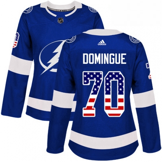 Womens Adidas Tampa Bay Lightning 70 Louis Domingue Authentic Blue USA Flag Fashion NHL Jersey Womens Adidas Tampa Bay Lightning 70 Louis Domingue Authentic Blue USA Flag Fashion NHL Jersey