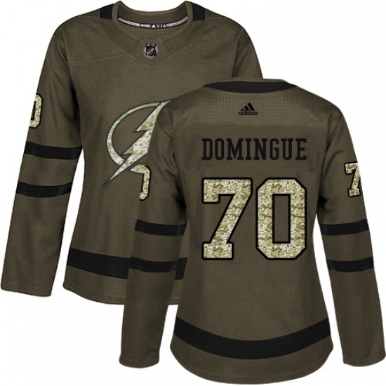 Womens Adidas Tampa Bay Lightning 70 Louis Domingue Authentic Green Salute to Service NHL Jerse Womens Adidas Tampa Bay Lightning 70 Louis Domingue Authentic Green Salute to Service NHL Jerse