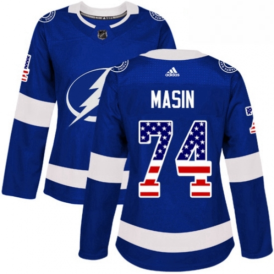 Womens Adidas Tampa Bay Lightning 74 Dominik Masin Authentic Blue USA Flag Fashion NHL Jersey Womens Adidas Tampa Bay Lightning 74 Dominik Masin Authentic Blue USA Flag Fashion NHL Jersey