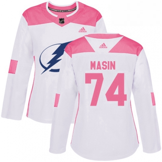 Womens Adidas Tampa Bay Lightning 74 Dominik Masin Authentic WhitePink Fashion NHL Jersey Womens Adidas Tampa Bay Lightning 74 Dominik Masin Authentic WhitePink Fashion NHL Jersey
