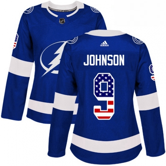 Womens Adidas Tampa Bay Lightning 9 Tyler Johnson Authentic Blue USA Flag Fashion NHL Jersey Womens Adidas Tampa Bay Lightning 9 Tyler Johnson Authentic Blue USA Flag Fashion NHL Jersey