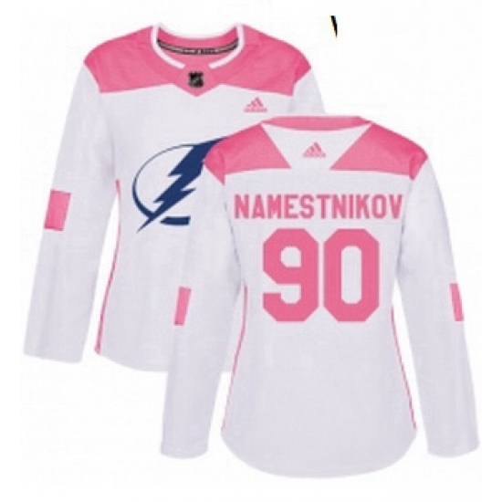 Womens Adidas Tampa Bay Lightning 90 Vladislav Namestnikov Authentic WhitePink Fashion NHL Jersey Womens Adidas Tampa Bay Lightning 90 Vladislav Namestnikov Authentic WhitePink Fashion NHL Jersey