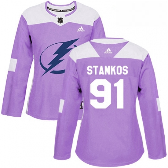 Womens Adidas Tampa Bay Lightning 91 Steven Stamkos Authentic Purple Fights Cancer Practice NHL Jersey Womens Adidas Tampa Bay Lightning 91 Steven Stamkos Authentic Purple Fights Cancer Practice NHL Jersey