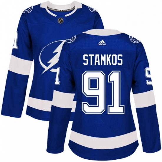 Womens Adidas Tampa Bay Lightning 91 Steven Stamkos Authentic Royal Blue Home NHL Jersey Womens Adidas Tampa Bay Lightning 91 Steven Stamkos Authentic Royal Blue Home NHL Jersey