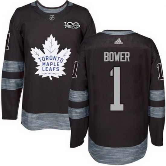 Maple Leafs #1 Johnny Bower Black 1917 2017 100th Anniversary Stitched NHL Jersey Maple Leafs #1 Johnny Bower Black 1917 2017 100th Anniversary Stitched NHL Jersey