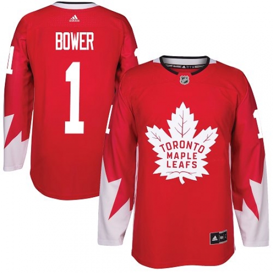 Maple Leafs #1 Johnny Bower Red Alternate Stitched NHL Jersey Maple Leafs #1 Johnny Bower Red Alternate Stitched NHL Jersey