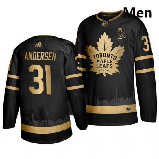 Maple Leafs 31 Frederik Andersen Black With Special Glittery Logo Adidas Jersey Maple Leafs 31 Frederik Andersen Black With Special Glittery Logo Adidas Jersey