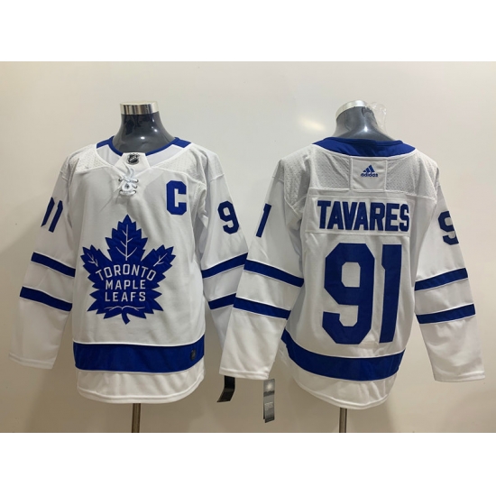 Men Toronto Maple Leafs 91 John Tavares with C Patch White Road Stitched Adidas NHL Jersey Men Toronto Maple Leafs 91 John Tavares with C Patch White Road Stitched Adidas NHL Jersey