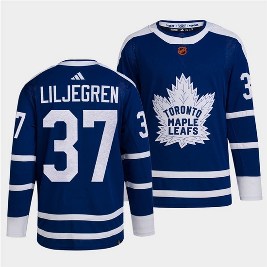 Men Toronto Maple Leafs Black 37 Timothy Liljegren Blue 2022 Reverse Retro Stitched Jersey Men Toronto Maple Leafs Black 37 Timothy Liljegren Blue 2022 Reverse Retro Stitched Jersey