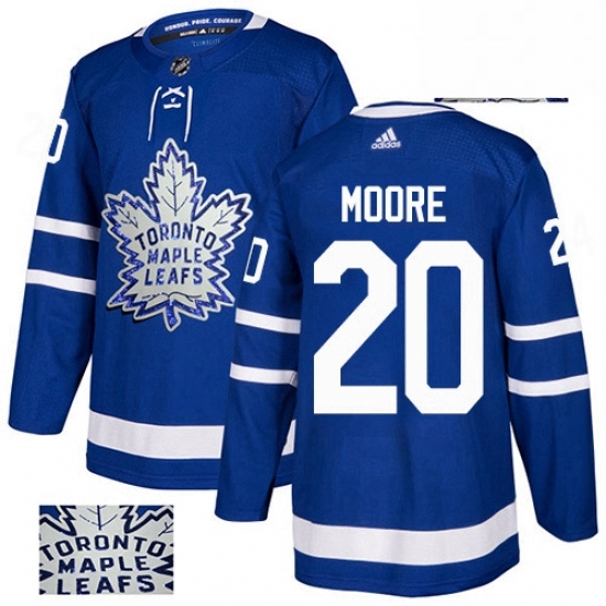 Mens Adidas Toronto Maple Leafs 20 Dominic Moore Authentic Royal Blue Fashion Gold NHL Jersey 